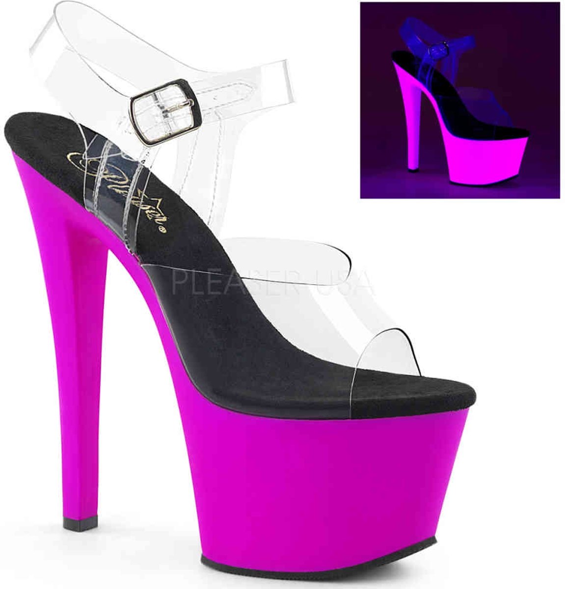 EU 36 = US 6 | SKY-308UV | 7 Heel, 2 3/4 PF Ankle Strap Sandal